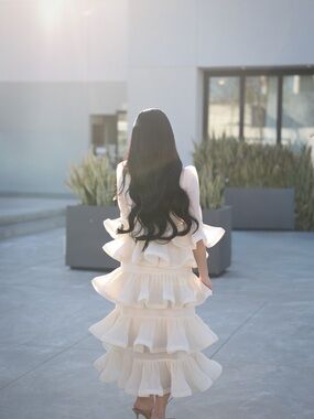 Zimmermann PLEATED SLEEVED MIDI DRESS